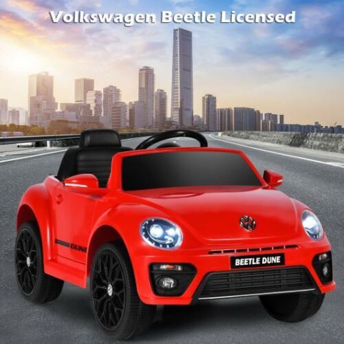 Vibrant Red Volkswagen Beetle Kids Electric Ride On Car with Remote Control - Built to Last