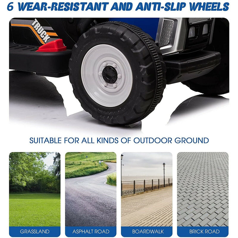 VILOBOS 12V Ride On Tractor with Trailer - Battery Powered Toy Car for Kids