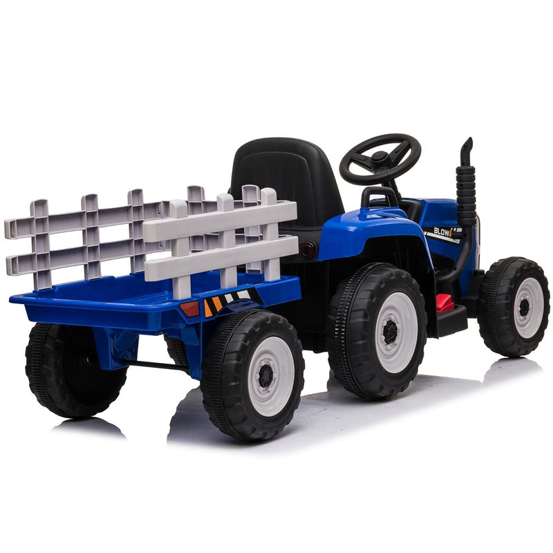 VILOBOS 12V Ride On Tractor with Trailer - Battery Powered Toy Car for Kids