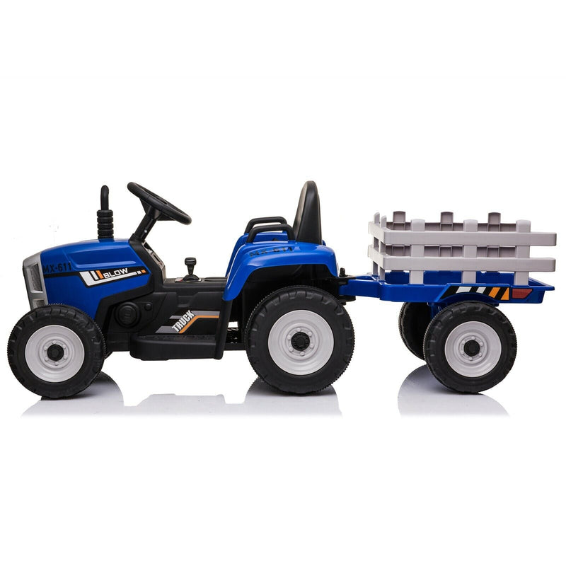VILOBOS 12V Ride On Tractor with Trailer - Battery Powered Toy Car for Kids