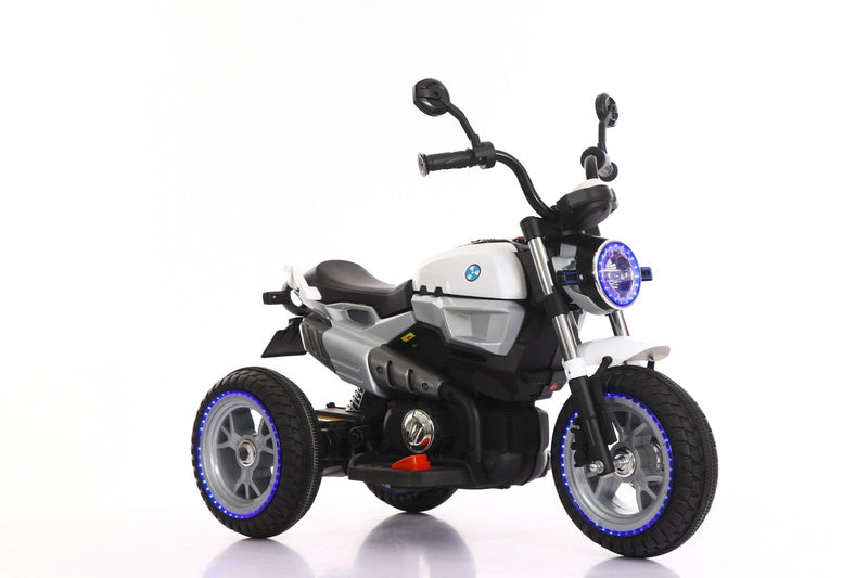 12V Kids Ride-On Motorcycle with 3 Wheels, LED Lights, and Audio Features