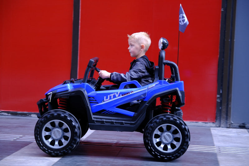 Kids 12V Ride-On Car with Remote Control, iPhone App Connectivity, and LED Lights