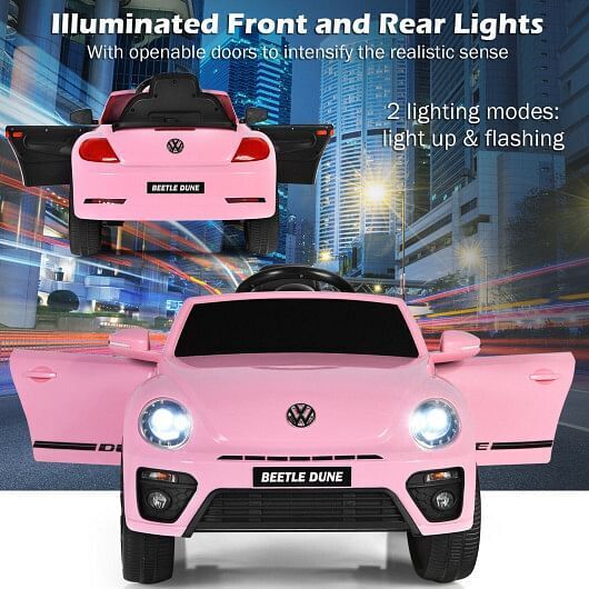 Volkswagen Beetle Kids Electric Ride On Car with Remote Control in Pink