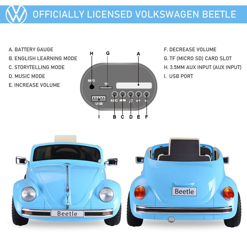 Volkswagen Beetle Kids Ride On Car with Extra Wide Tires - Perfect for Outdoor Play!