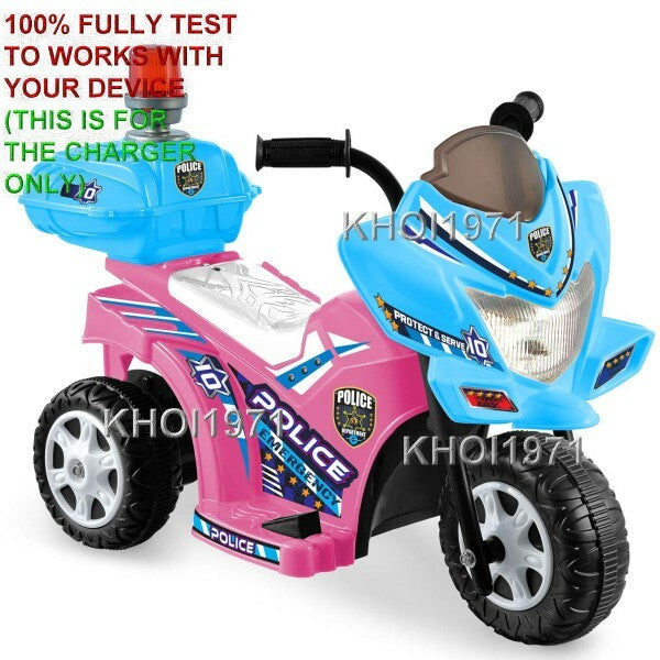 AC Wall Charger Adapter for Kid Motorz Little Police Patrol Ride-On Motorcycle