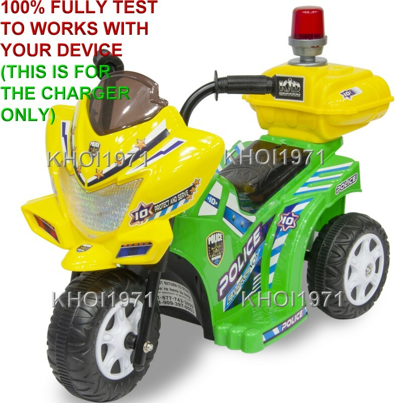 AC Wall Charger Adapter for Kid Motorz Little Police Patrol Ride-On Motorcycle