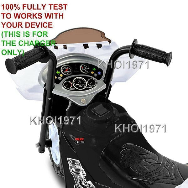 AC Wall Charger Adapter for Kids Motorz Little Police Patrol Ride-On Motorcycle