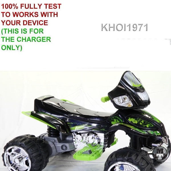 12V Wall Charger AC Adapter for Black and Green Trim Monster Trax ATV Quad Ride-On Toy