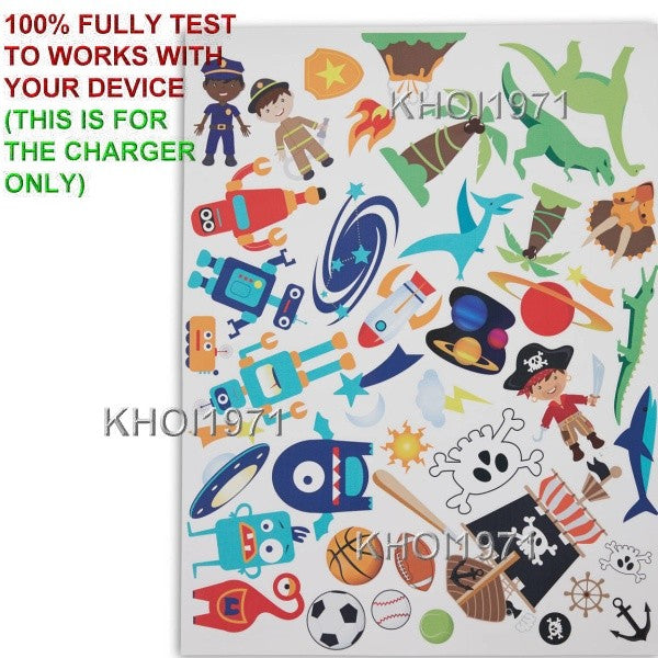 White 8V AC Wall Charger Adapter with Custom Coupe Sticker Decal for KidTrax Ride-On Car