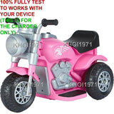 AC Wall Charger Adapter for 6V Battery 3-Wheel Ride-On Motorcycle – Pink and Black Options