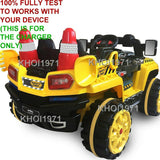 Yellow AC Wall Charger Adapter for Kid Motorz Construction Patrol Ride-On Truck Model 1158