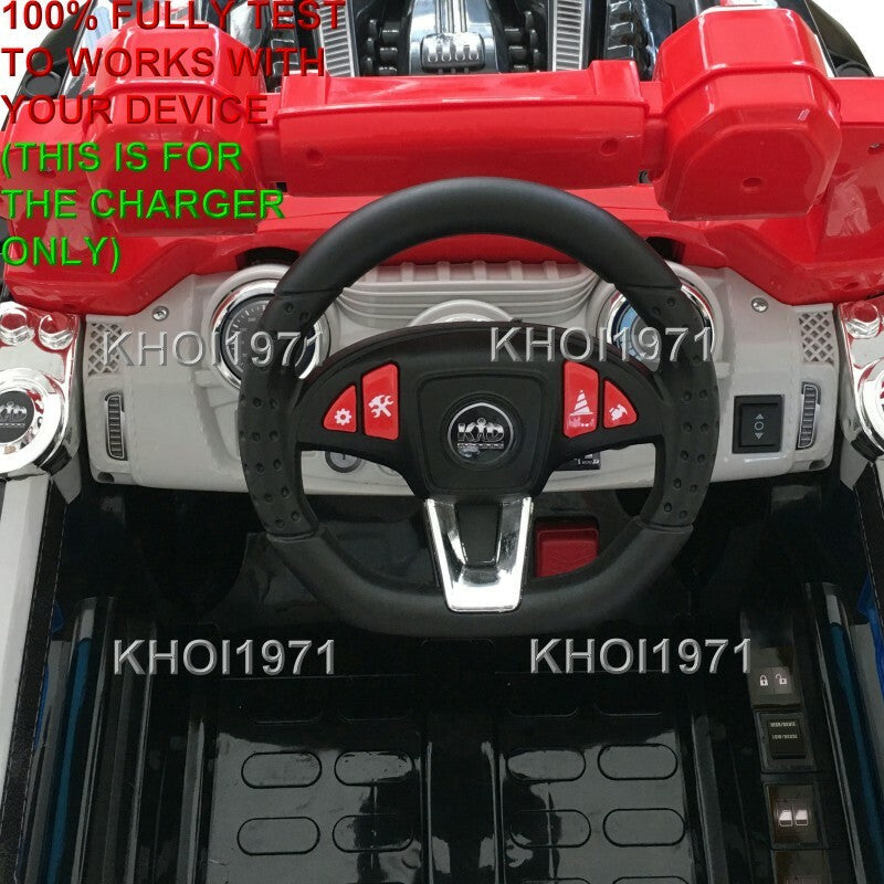 Black AC Wall Charger Adapter 8F4 1157 for Kid Motorz Construction Patrol Truck Ride-On