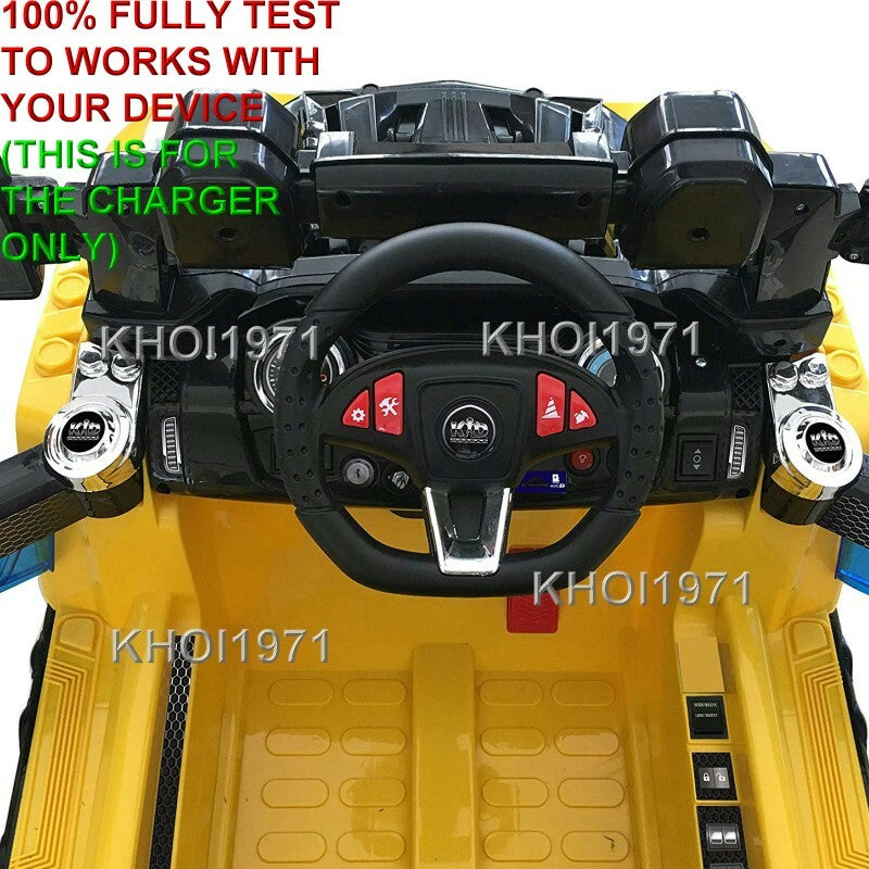 Yellow AC Wall Charger Adapter for Kid Motorz Construction Patrol Truck Ride F4 1158