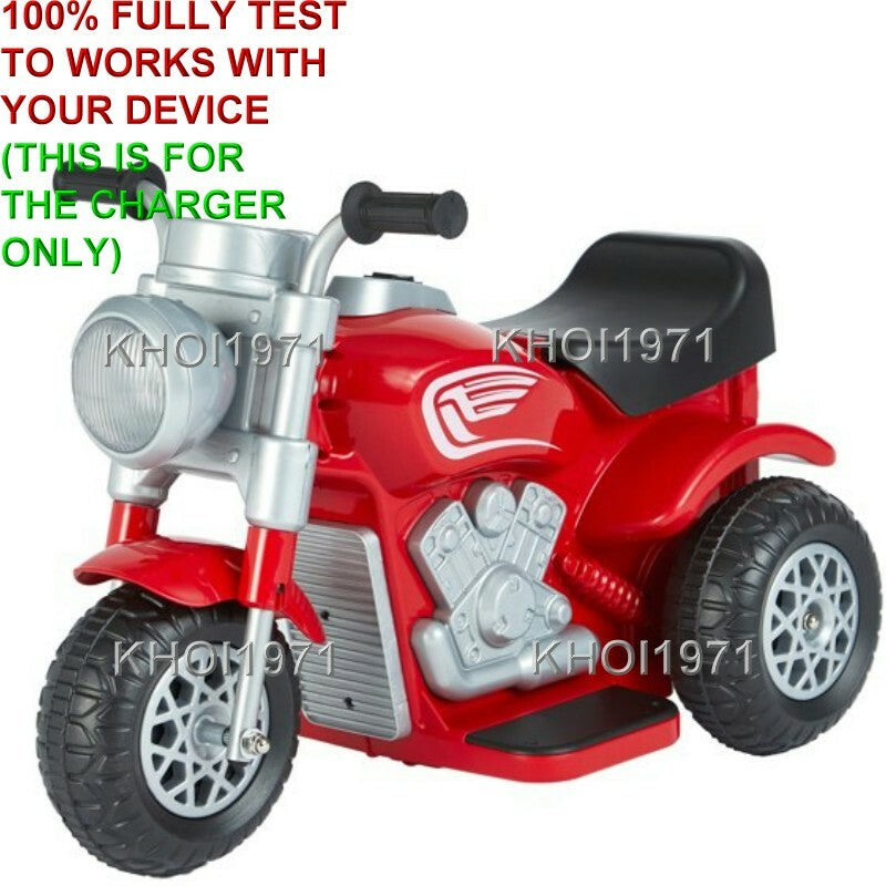 AC Wall Charger Adapter for 6V Battery 3-Wheel Ride-On Motorcycle Toy in Blue and Red