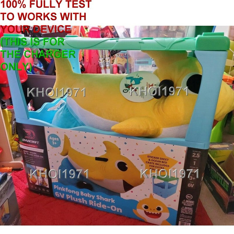 AC Wall Charger Adapter for 6V Battery Ride-On Baby Shark Plush Toy