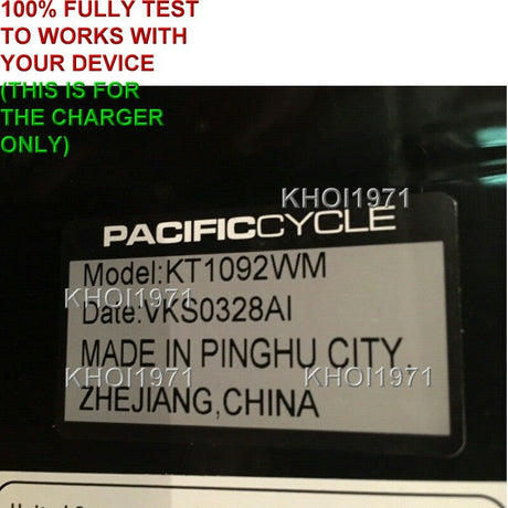AC wall charger adapter for KT1092 Pacific Cycle CAT bulldozer and tractor ride-on