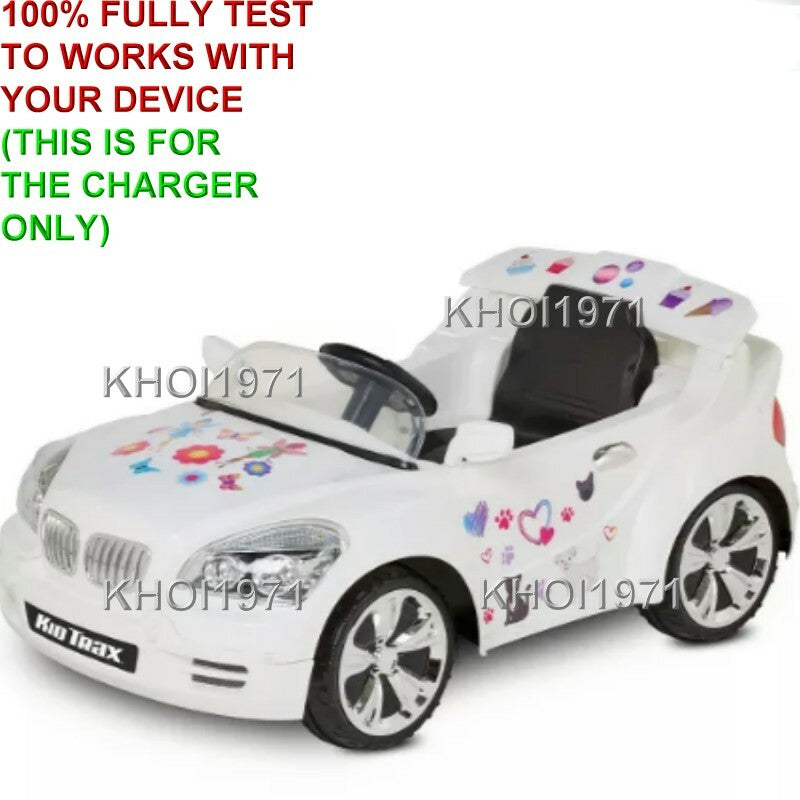 6V White Ride-On Charger AC Adapter for KT1327TG Kidtrax Custom Coupe