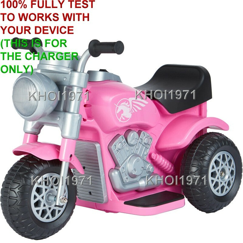 AC Wall Charger Adapter for 6V Battery Pink and Black 3-Wheel Kalee Motorcycle Ride-On