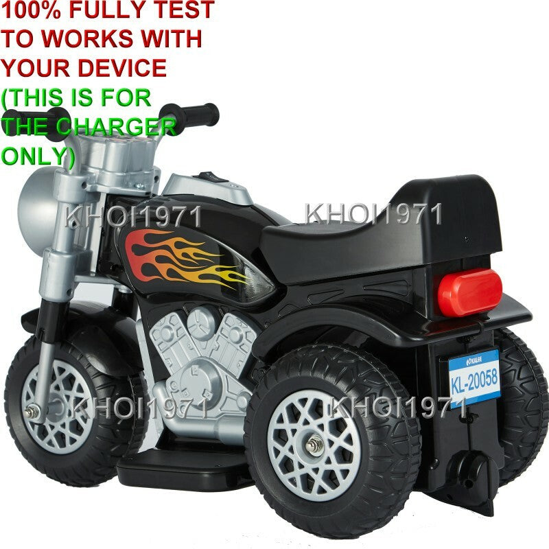 AC Wall Charger Adapter for 6V Battery Pink and Black 3-Wheel Kalee Motorcycle Ride-On