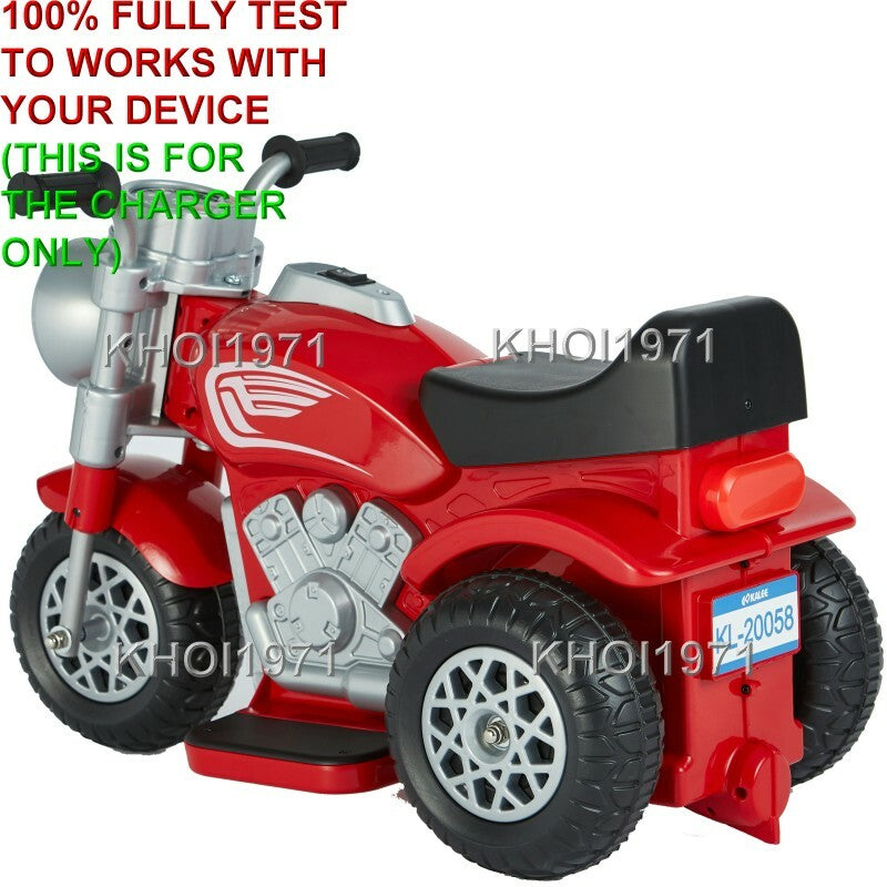 AC Wall Charger Adapter for 6V Battery Pink and Black 3-Wheel Kalee Motorcycle Ride-On