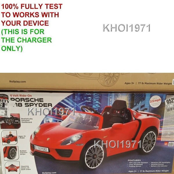 AC Wall Charger Adapter for Rollplay W418 Ride-On Porsche 918 S-GO9182