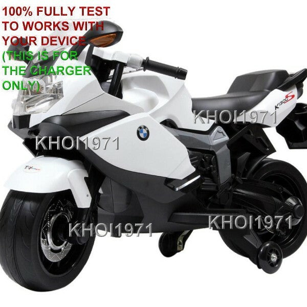 White AC Wall Charger Adapter for 12V BMW K1300S Motorcycle Ride-On Battery