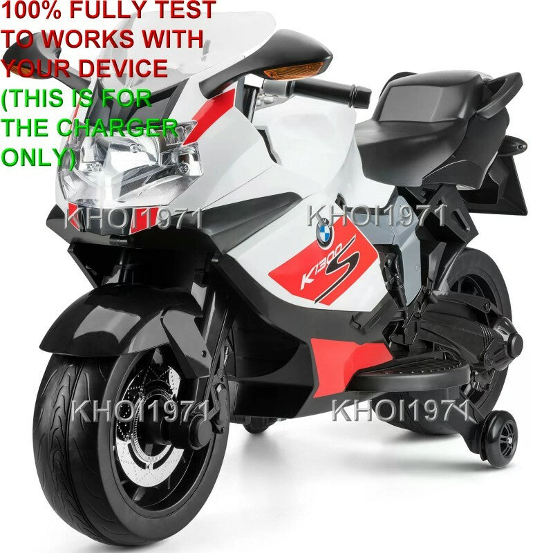 White AC Wall Charger Adapter for 12V BMW K1300S Motorcycle Ride-On Battery