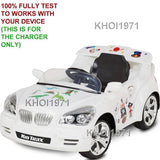 White AC Wall Charger Adapter for KidTrax Custom Coupe Ride-On Car Sticker Decal