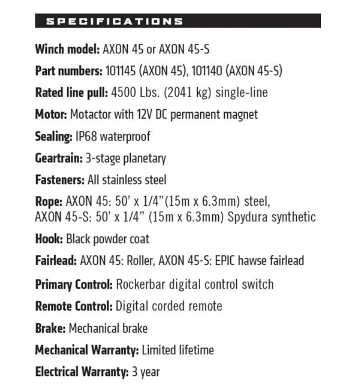Warn Axon 45-S Powersport Winch