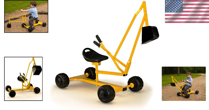 Weather-Resistant Ride-On Excavator Toy for Sandbox and Playground Play