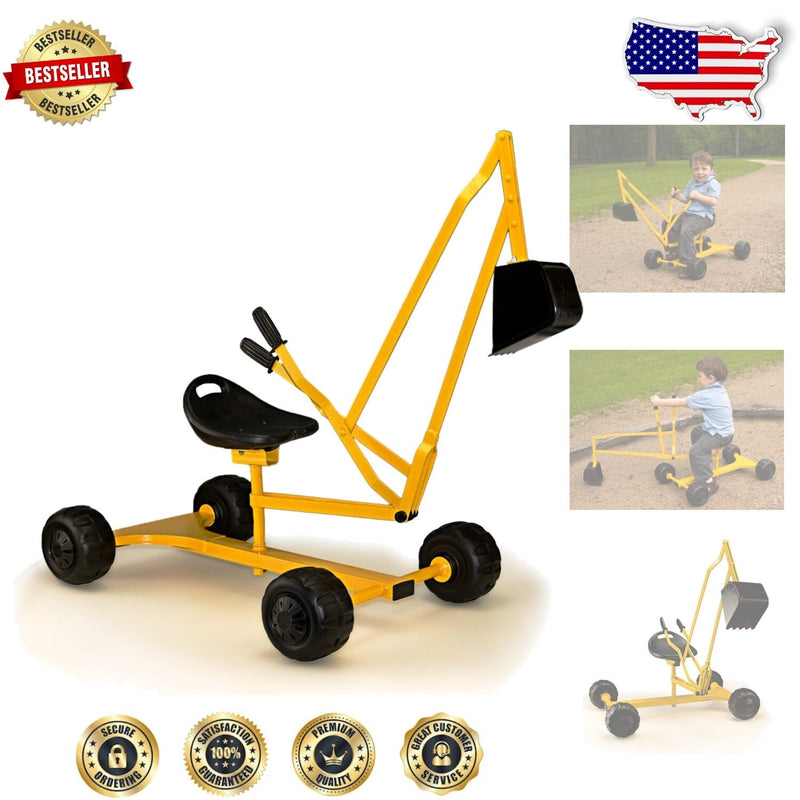 Weather-Resistant Ride-On Excavator Toy for Sandbox and Playground Play