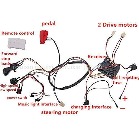 12V Kids Electric Car DIY Wiring and Switch Kit with 2.4GHz Remote Control