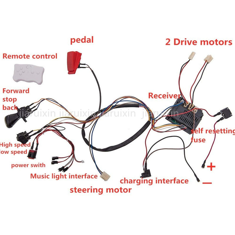 12V Kids Ride-On Car with DIY Modified Wiring and Remote Control Complete Set