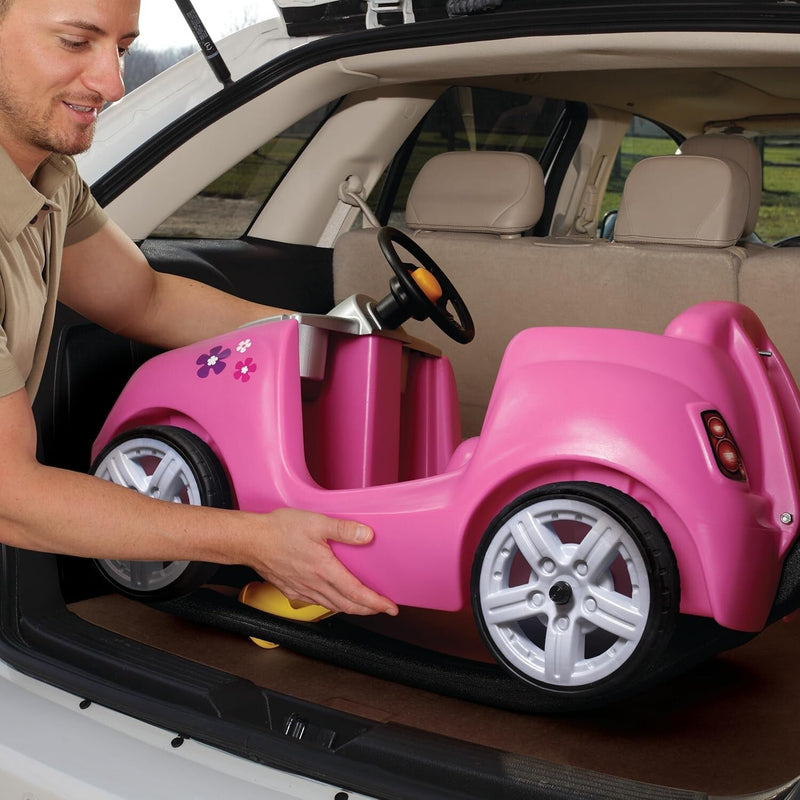 Whisper Ride II Pink Push Toy Car with Adjustable Seat Belt and Cup Holders