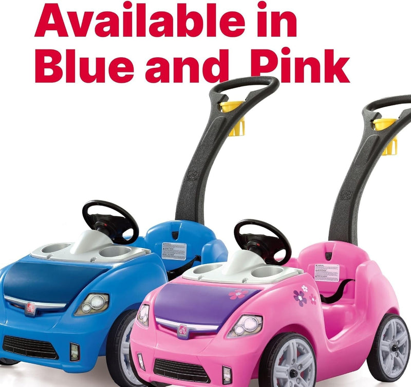 Whisper Ride II Pink Push Toy Car with Adjustable Seat Belt and Cup Holders