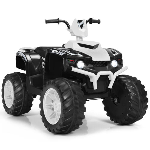 White 12V Kids ATV Quad Ride On Car with LED Light and Music Toy