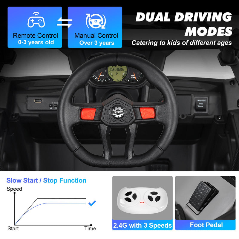 12V Kids Electric Off-Road UTV Ride-On Vehicle with Music, LED Lights, and Remote Control