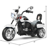 White 3-Wheel Chopper Motorcycle Toy for Kids with Headlight & Horn