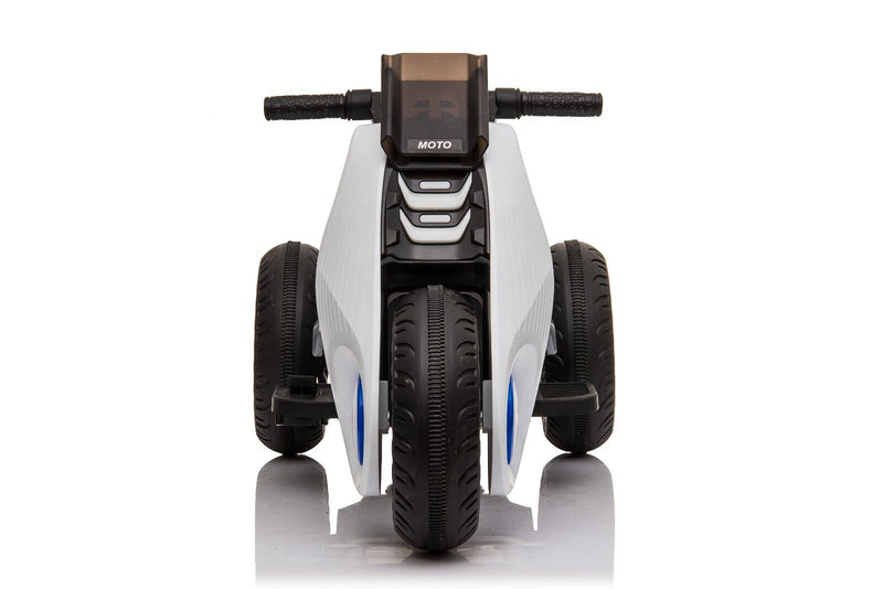 White 3-Wheel Electric Motorcycle for Kids with Dual Drive System