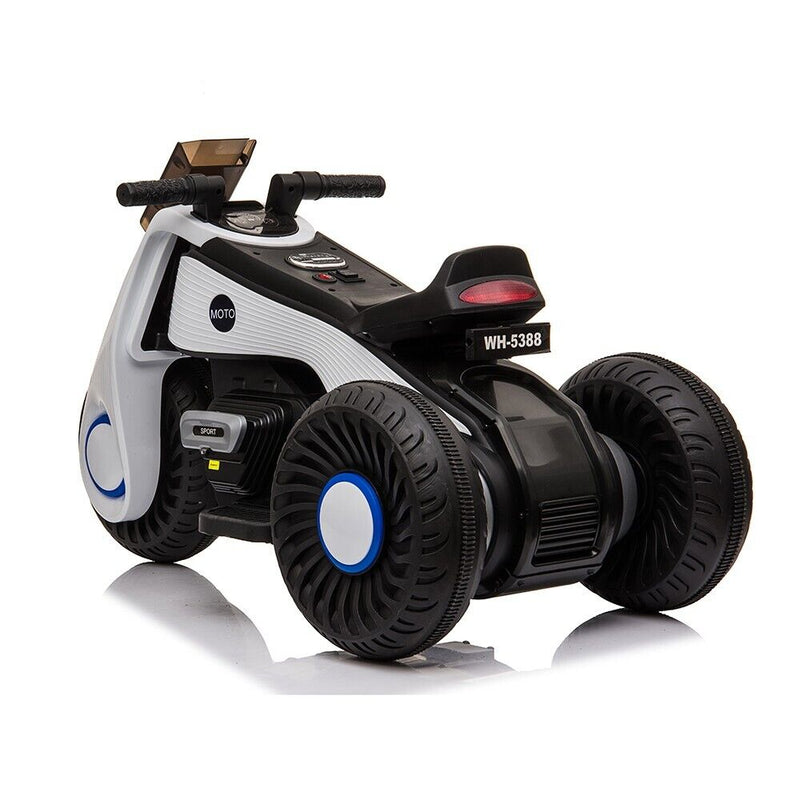 White 3-Wheel Electric Motorcycle for Kids with Dual Drive System