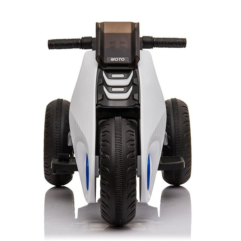 White 3-Wheel Electric Motorcycle for Kids with Dual Drive System