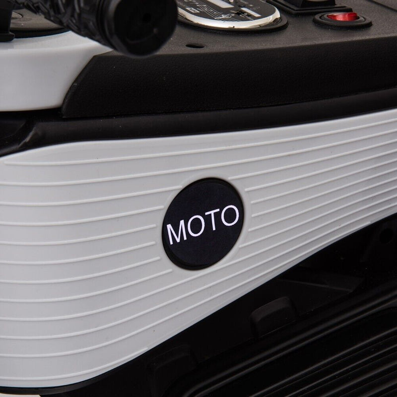 White 3-Wheel Electric Motorcycle for Kids with Dual Drive System