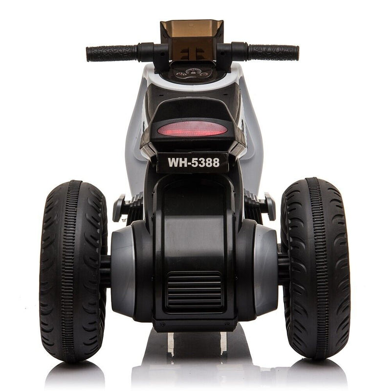 White 3-Wheel Electric Motorcycle for Kids with Dual Drive System