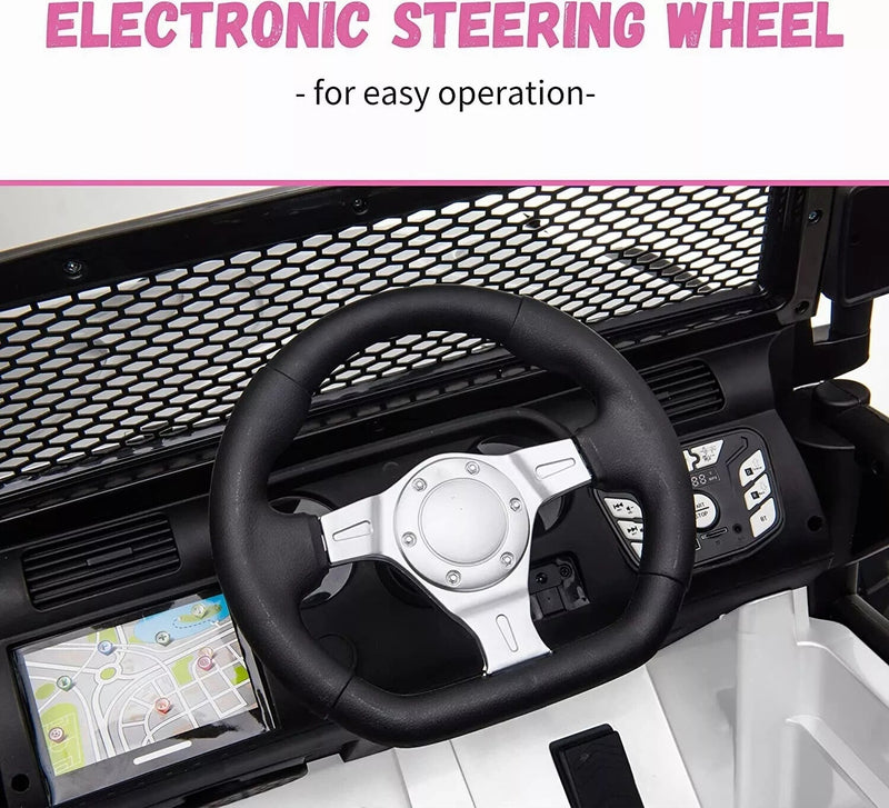 48.4" Large 12V Battery-Powered Electric Ride-On Car for Kids with 2 Seats