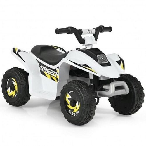 White 6V Electric ATV Ride-On Toy for Kids with 4 Wheels