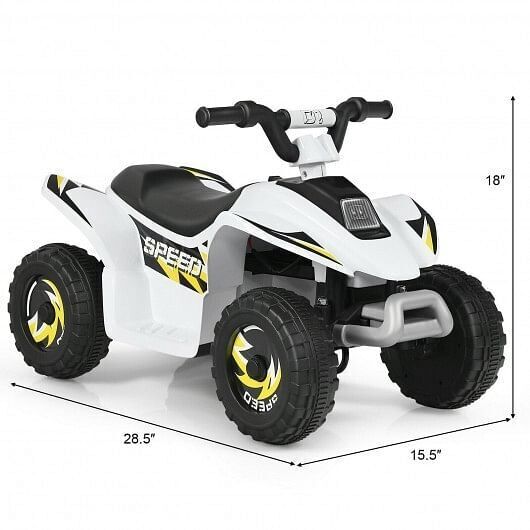 White 6V Electric ATV Ride-On Toy for Kids with 4 Wheels