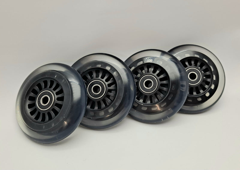 Car Polyurethane Replacement Wheels Set of 4 90mm Black Without Lights