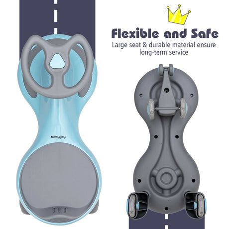 Blue Wiggle Car Ride-On Toy with Flashing Wheels for Toddlers and Kids