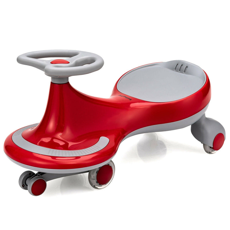 Wiggle Car Ride-On Toy with Flashing Wheels for Toddlers and Kids in Red