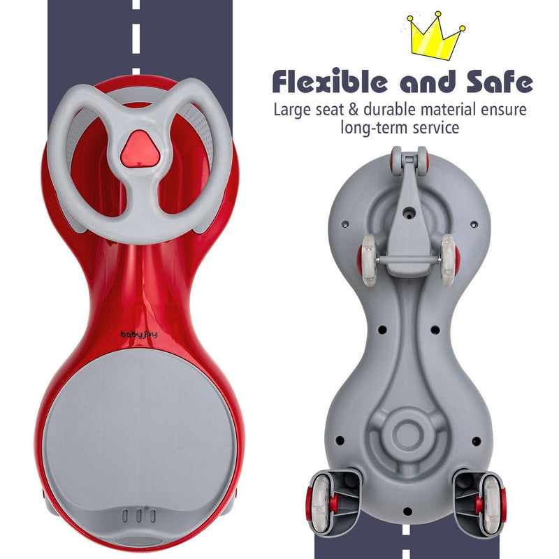 Wiggle Car Ride-On Toy with Flashing Wheels for Toddlers and Kids in Red